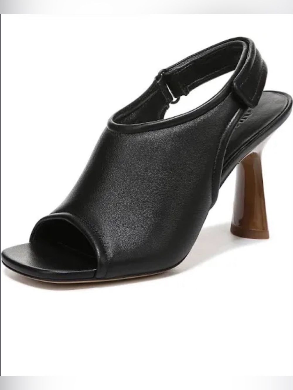 Vince Leather Black Open-Toe Slingback Heels